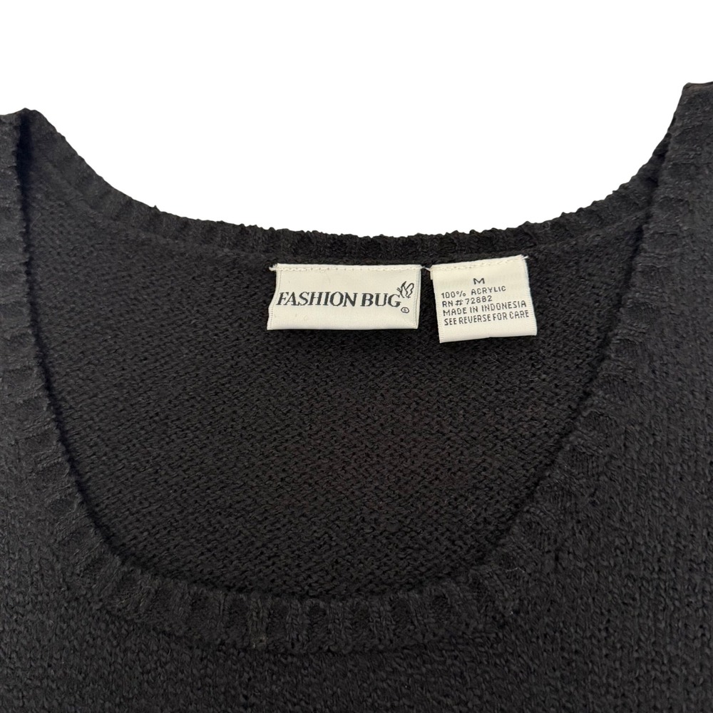Fashion Bug Womens Medium Black Knit Sweater Tank Top Sleeveless Scoop Neck 90s - Picture 5 of 5